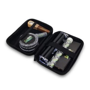 100 Minimum Custom Smoke Kit Set Gift Box Plastic Grinder+Glass Storage+Roller Machine+Rolling Paper+Wood Pipe+Glass Tips+Kit Bag
