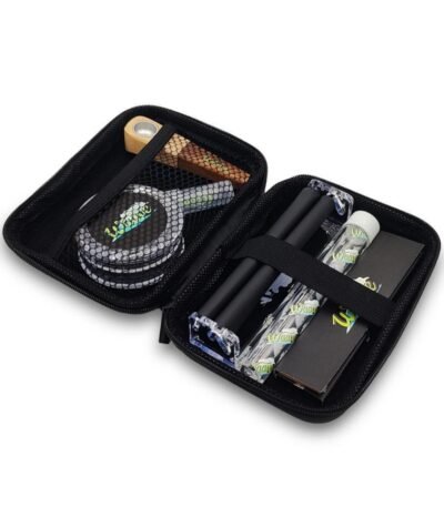 100 Minimum Custom Smoke Kit Set Gift Box Plastic Grinder+Glass Storage+Roller Machine+Rolling Paper+Wood Pipe+Glass Tips+Kit Bag