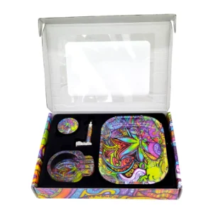 100 Minimum Custom Smoke Kit Set Gift Box Rolling Tray+Ashtray+Grinder+Blunt Metal Pipe