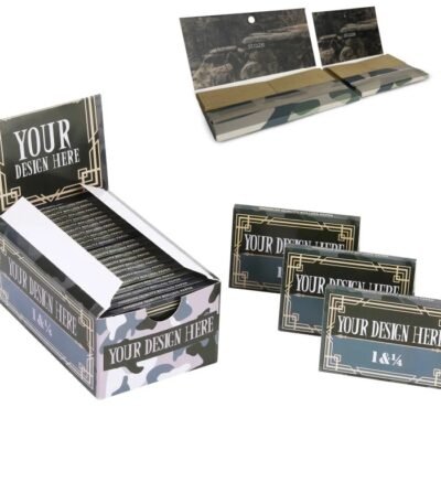 100 Minimum Rolling Papers+Crutches Tips+ Magnets Enclosure Custom Booklet & Custom Display Box