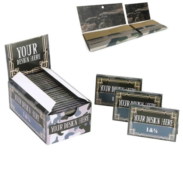 100 Minimum Rolling Papers+Crutches Tips+ Magnets Enclosure Custom Booklet & Custom Display Box