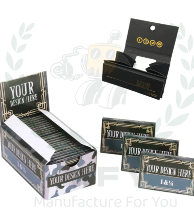 1000 Minimum 3 IN 1 Kit Rolling Papers+Tray+Grinder+Crutches Tips Custom Booklet & Custom Display Box