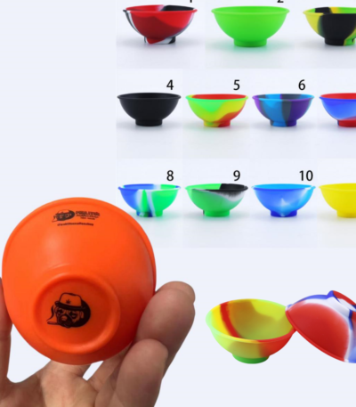 Custom 100 Minimum Silicone Bowl 50mm 67mm Multiple Color Container Jar Tobacco Spices Dry Herb Smoking Kitchen Storage Box Accessories Food Grade FDA Approved (Silk Screen Print Maximum