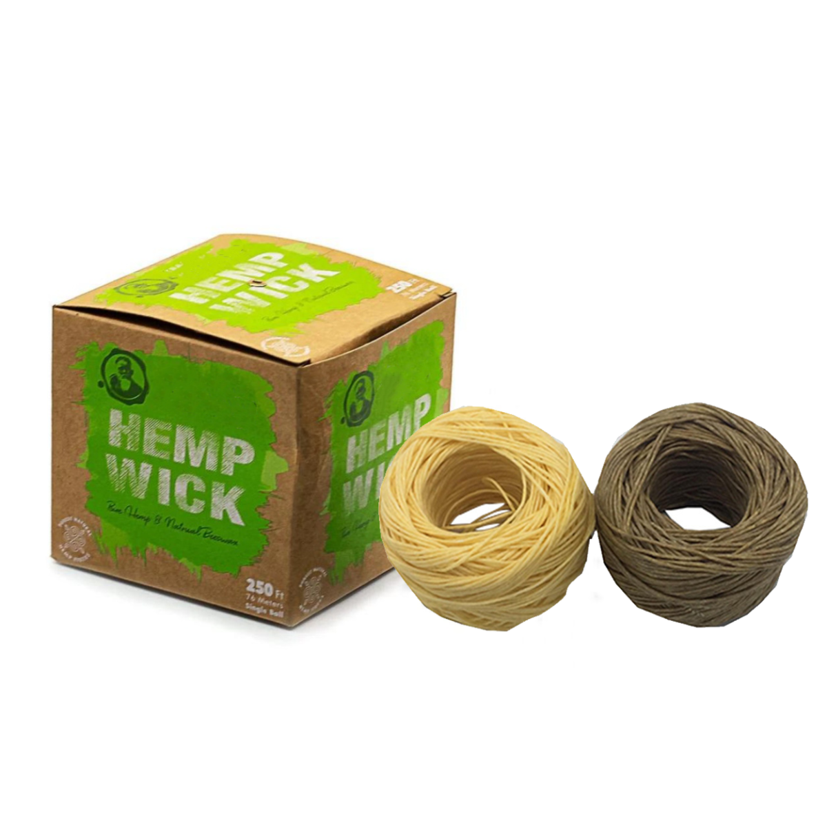 Custom 100% Organic Hemp Wick With Natural Beeswax Coating, Twisted Bee (200ft x Standard Size) In Custom Box Package