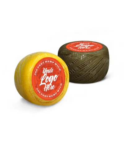 Custom 100% Organic Hemp Wick With Natural Beeswax Coating, Twisted Bee (200ft x Standard Size) In Custom Sticker Package