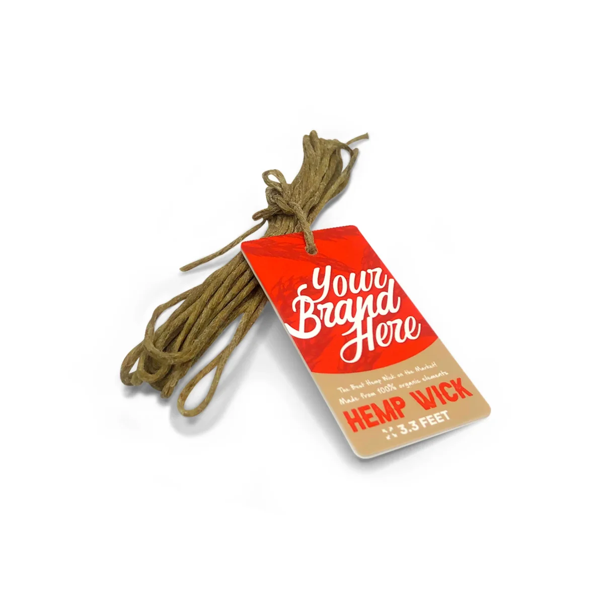 Custom 100% Organic Hemp Wick With Natural Beeswax Coating, Twisted Bee (3.3ft x Standard Size) Custom In Hangtag Card Package