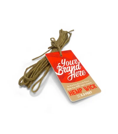 Custom 100% Organic Hemp Wick With Natural Beeswax Coating, Twisted Bee (3.3ft x Standard Size) Custom In Hangtag Card Package