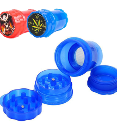 Custom 2 IN 1 4 Parts Plastic Grinder With Bud Holder Storage Top Logo