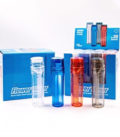Custom 3 In 1 Multi Function Automatic Pro Rolled Cone Filler And Storage Jar Grinder Flower Tower Top Logo