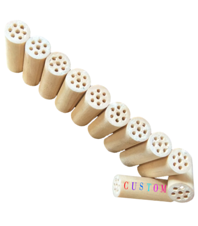 Custom 7 Holes Natural Wood Accessories Diameter 9mm 10mm 11mm 12mm 15mm Smoking Wooden Pre Rolled Filter Tips Cigars For Joint Rolling Loose Package