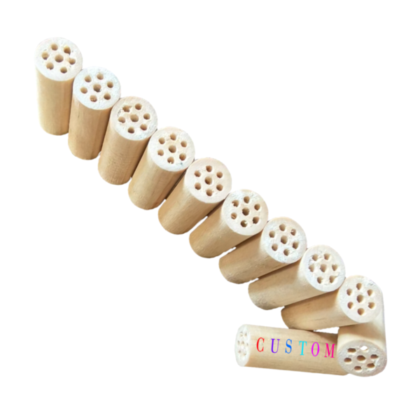 Custom 7 Holes Natural Wood Accessories Diameter 9mm 10mm 11mm 12mm 15mm Smoking Wooden Pre Rolled Filter Tips Cigars For Joint Rolling Loose Package