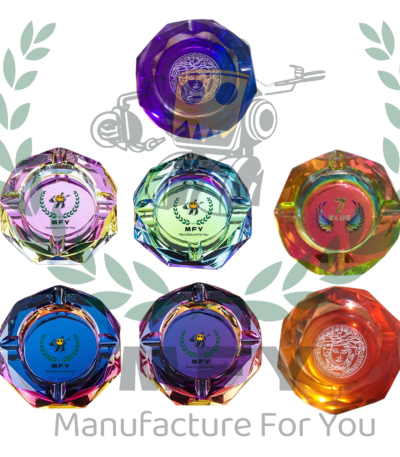 Custom Iridescent Gradient Octagon Rainbow Crystal Cigarette Ashtray