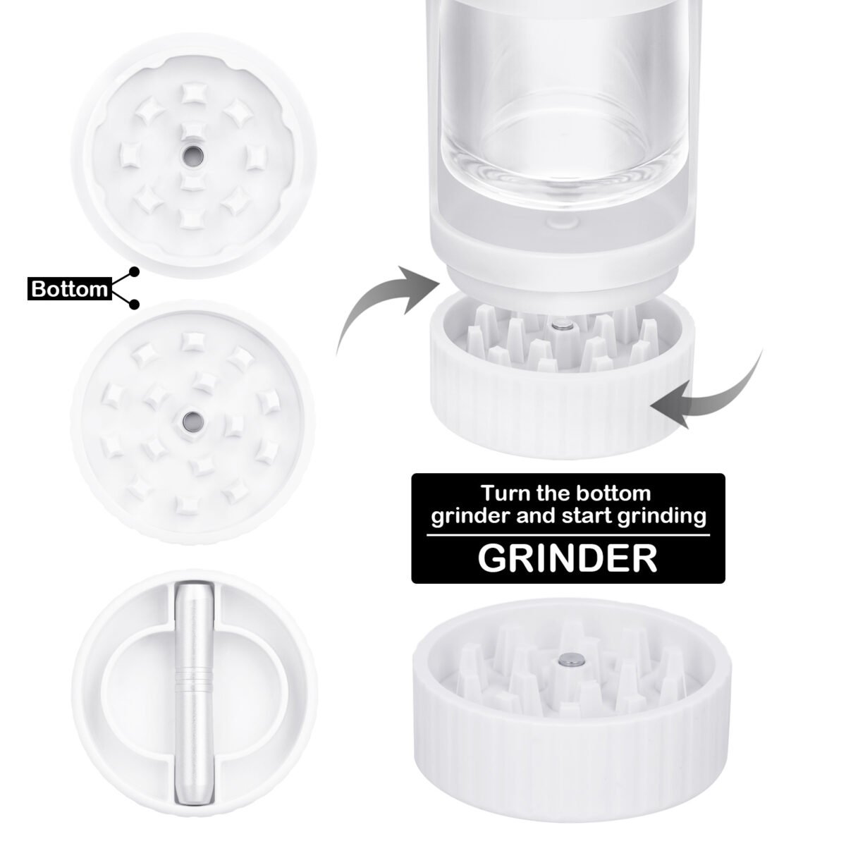 Custom Led Magnifying Jar Airtight Storage Container With Grinder