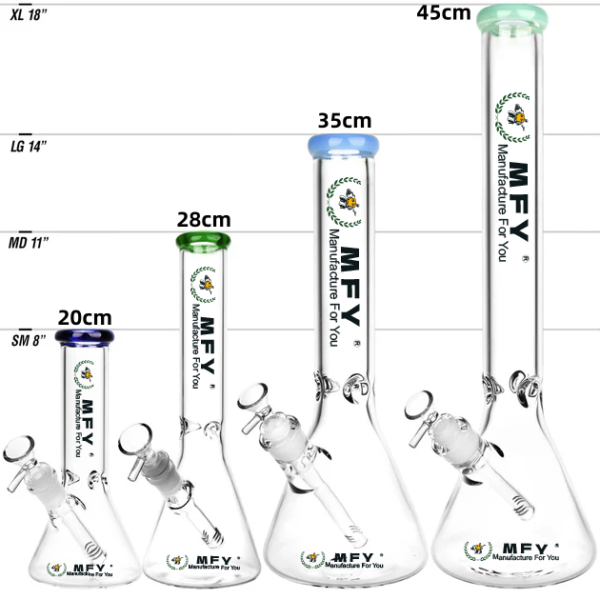Custom Logo 20cm 28cm 35cm 45cm Hookahs Colorful Gradient Pipe Smoking Accessory Tobacco Water Glass Bong Oil Rigs Stained