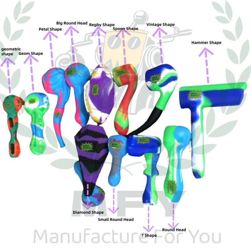 Custom Logo Colorful Silicone Smoking Tobacco Water Hand Pipes Smoke Filter Accessory Glass Bowl DAB Tool Container Small Round Head,Big Round Head,Regby Shape,Vintage Shape,Petal Shape,Spoon Shape,Hammer Shape,geometric shape,Geom Shape,Diamond Shape,Round Head,7 Shape