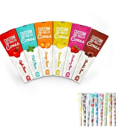 Custom Logo Flavored Beads Pre Rolled Cones With Customize 3 Cones Pack And Custom Display Box