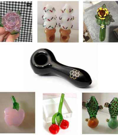 Custom Logo Glass Pipe Smoking Tobacco Hookah Water Hand Pipe Smoke Accessory Oil Burner DAB Tool Container Round Head,Sunflower,Apple Shape,Rose Flower,Cactus,Ice Cream,Cherry