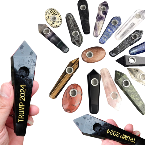 Custom Logo Natural Stone Quartz Crystal Hand Smoking Pipes