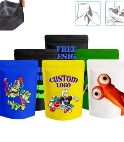Custom Low MOQ Child Proof Bags Smell Proof Hemp Flower CBD Edibles Gummy Candy Cookies Weed Packaging Child Resistant Food Grade Exit Stand Up Bag Zip Lock Mylar Pouch 18OZ
