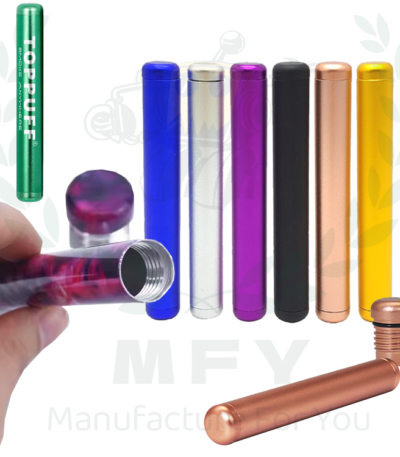 Custom Metal Aluminum Cigarette Holder Tube Storage Container 110mm King Size Smell Proof Air Tight Tube Pillbox Paper Cone Tank Waterproof Washable Pillbox