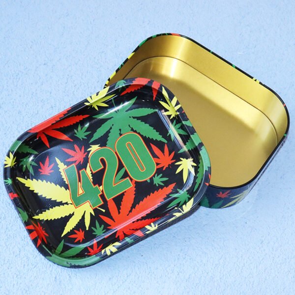 Custom Metal Rolling Tray With Lid Stash Case Sealed Packaging Storage Tin Box