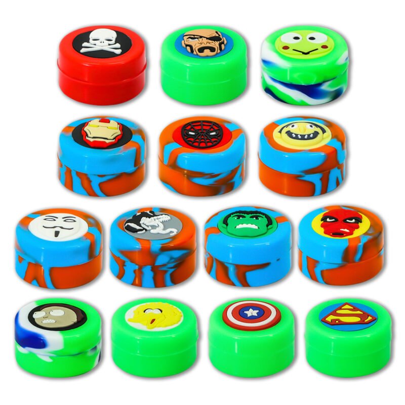 Custom Nonstick DAB Wax Containers 3ml 5ml 9ml Silicone Box Food Grade Storage Jar Oil Holder For Vaporizer Vape Face Cream Jars Makeup Case Cosmetic Bottle Home Accessories FDA Approved (3D Epoxy Print Embossed Logo)