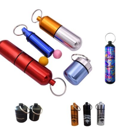 Custom Portable Waterproof Aluminium Capsule Pill Case Drug Holder Storage Box Medicine Container With Keychain