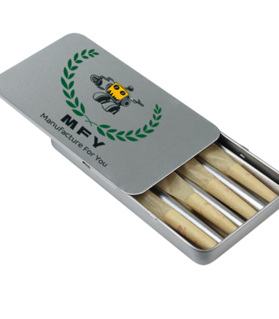 Custom Pre Rolls Paper Cone Tin Case With Sliding Lid Slide Top Paper Insert