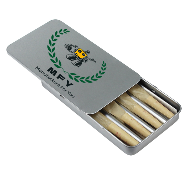Custom Pre Rolls Paper Cone Tin Case With Sliding Lid Slide Top Paper Insert