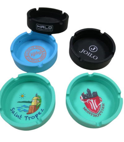 Custom Round Silicone Ashtrays (Multi Coloured Logo)