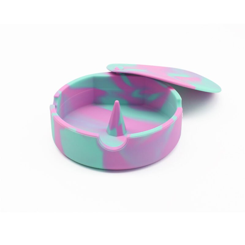 Custom Round Silicone Ashtrays With Cap Cover