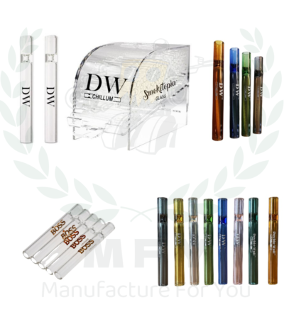 Custom Smoking Tobacco Cigarette Chillum OG Pipes Glass Filter Tips One Hitter Straight- Clear Straw Tube Glass Pipe
