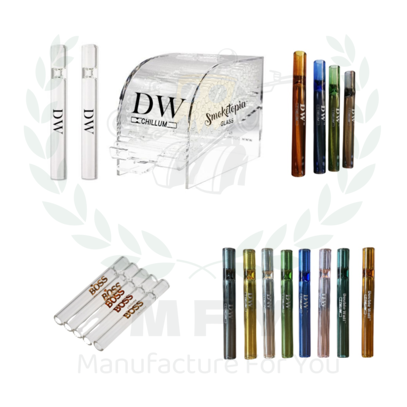 Custom Smoking Tobacco Cigarette Chillum OG Pipes Glass Filter Tips One Hitter Straight- Clear Straw Tube Glass Pipe