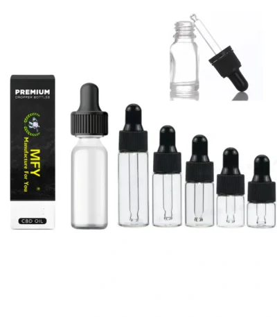 Custom Tincture Package Dropper Glass Bottle Box 10ml 15ml 30ml 60ml 90ml Essential Oil Serum Lotion Liquid Drop For Massage Pipette Refillable