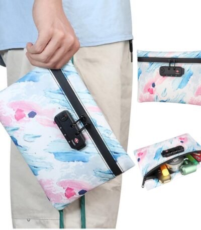 Smoking Smell Proof Bag PU Leather Tobacco Odor Proof Pouch With Zipper Closure Combination Lock Stash Container Case Waterproof Anti-odor Storage Bag For Travel