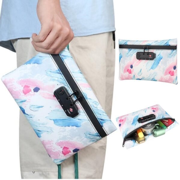 Smoking Smell Proof Bag PU Leather Tobacco Odor Proof Pouch With Zipper Closure Combination Lock Stash Container Case Waterproof Anti-odor Storage Bag For Travel