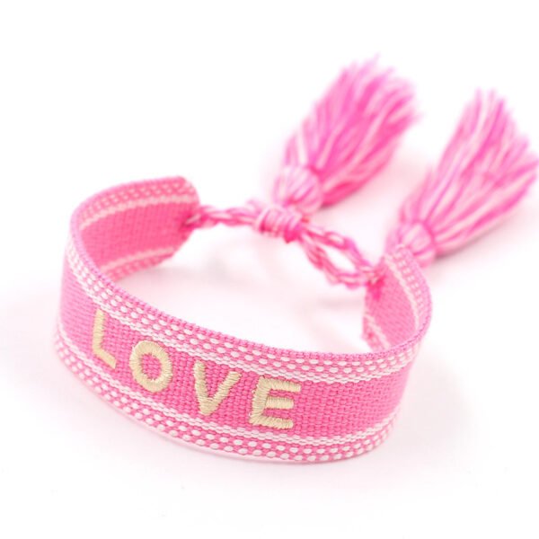 Custom 3D Embroidery Woven Tassel Bracelet Women Bohemian Handmade Adjustable Rope Fabric Friend Gift Jewelry Concert