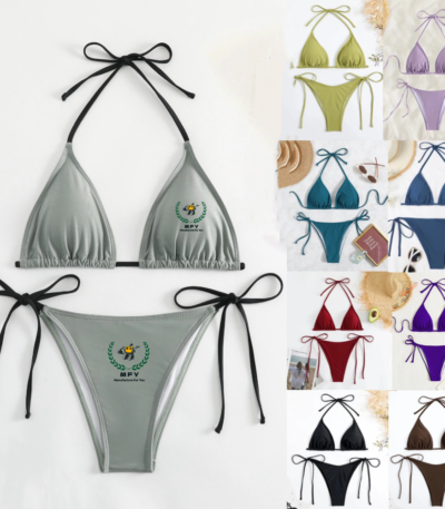 Custom Bandage Bikinis Two Piece Set Suit Sexy Swimwear Women 2025 Triangle Beachwear Thong Biquini Brazilian Swimsuits