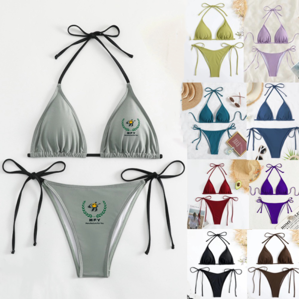 Custom Bandage Bikinis Two Piece Set Suit Sexy Swimwear Women 2025 Triangle Beachwear Thong Biquini Brazilian Swimsuits