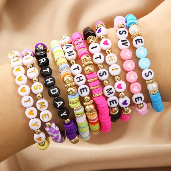 Custom Beading Bracelets Letter Beads Bracelet Pulseras Bracelets Toddler Baby Cute Friendship Princess Stretchy Pretend Play Bracelet Costume Beach Jewelry Accessories