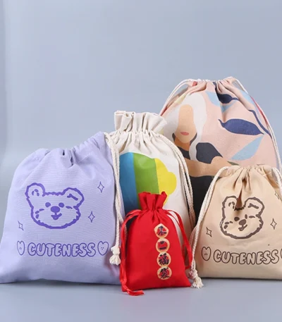 Custom Cotton Canvas Drawstring Pouch Bag Jute Frosted Drawstring Bags Muslin Drawstring Bag For Cosmetic Makeup Storage Gift Reusable Packing