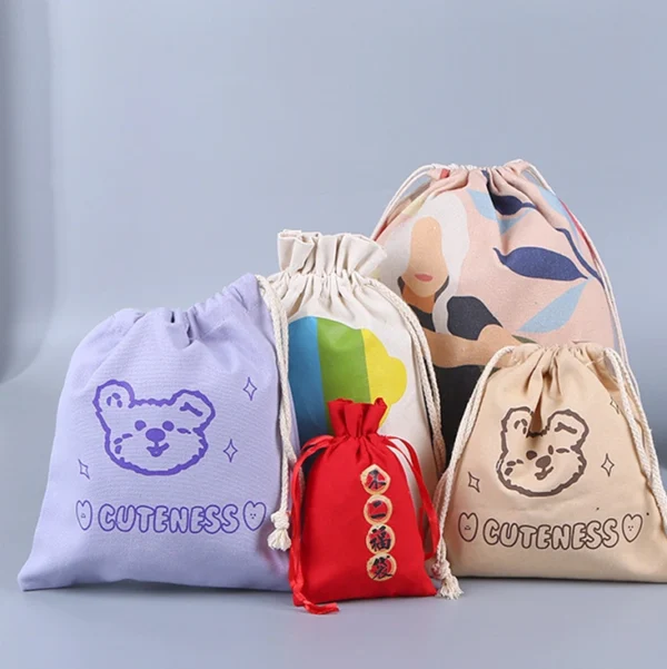Custom Cotton Canvas Drawstring Pouch Bag Jute Frosted Drawstring Bags Muslin Drawstring Bag For Cosmetic Makeup Storage Gift Reusable Packing