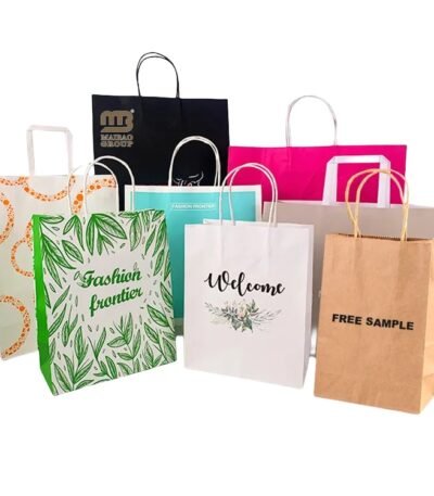 Custom Gift Shopping Bag Recyclable Birthday Party Favor Paper Bag With Handle For Goodie, Candy, Donut, Cupcake, Cookie Treat, Return Gifts