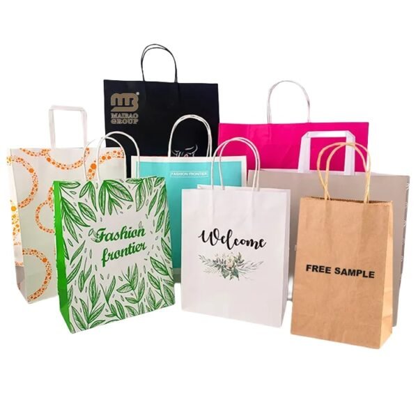 Custom Gift Shopping Bag Recyclable Birthday Party Favor Paper Bag With Handle For Goodie, Candy, Donut, Cupcake, Cookie Treat, Return Gifts