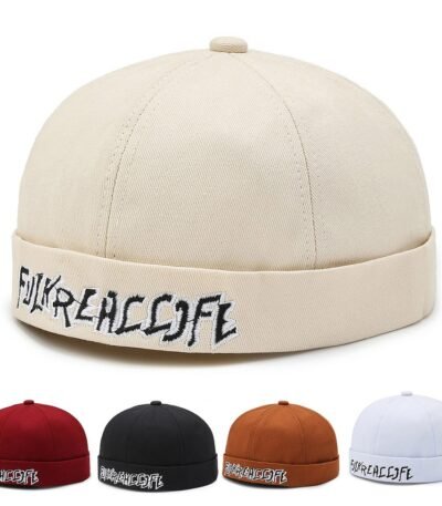 Custom Logo Embroidered Docker Hat Brimless Retro Vintage Cuff Harbour Landlord Hats Baseball Cap Yuppie Fashion Ruffle