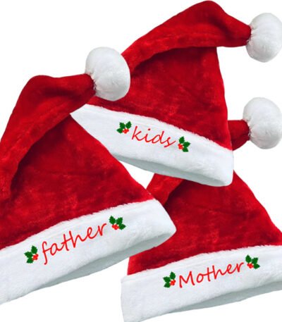 Custom Plush Christmas Santa Claus Red Green Blue Hat Merry Christmas Home Decor Xmas Ornament Navidad Party Happy New Year