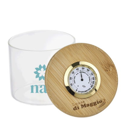Custom Premium Airtight Seal Glass Jar With Hygrometer On Bamboo Lid Thick Glass Dry Herb Tobacco Storage Jar Pill Box Portable Tobacco Container