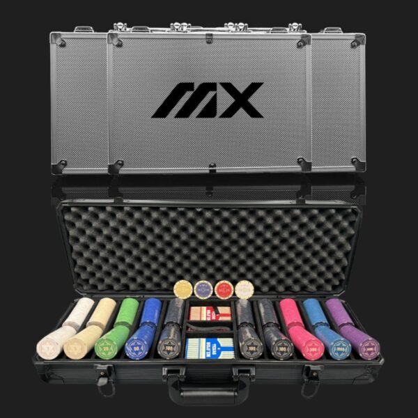 Custom Texas Hold Poker Set Aluminum Box Case 300 Chips 500 Chips Dice