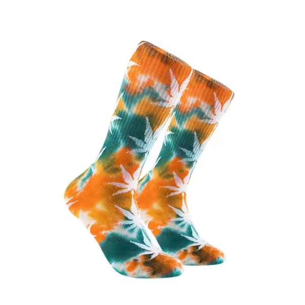 Custom Tie Dye Crew Socks Medium Tube Cotton Breathable Sweat Absorbent Personality Running Sports Basketball Socks